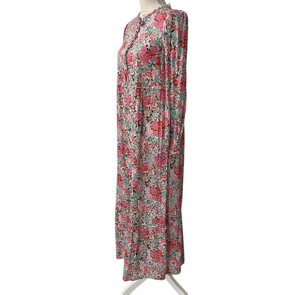 M&S Collection Floral Long  Maxi Long Sleeve Cottage Prairie Dress Size 8‎ - Picture 5 of 11
